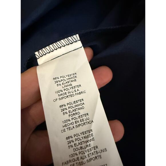 Marina Plus Size Navy Taffeta Surplice V-Neck 3/4 Sleeve Faux Wrap Dress 2X - Picture 9 of 11